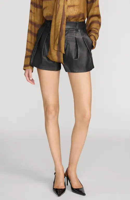 FRAME The Structural Leather Shorts in Black at Nordstrom, Size 30 | Nordstrom