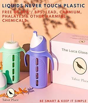 Set of 2 - Glass Sippy Cup for Toddlers - The Luca | Mint Green & Indigo Purple | Spill-Proof | Sili | Amazon (US)