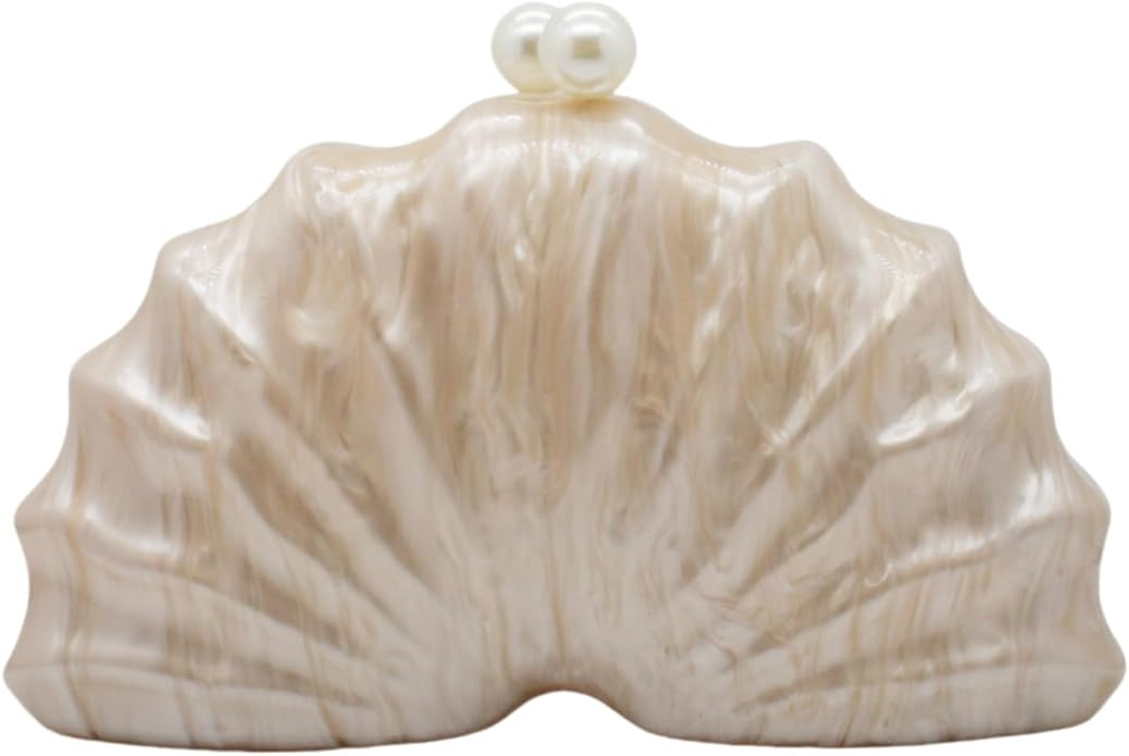 Women Acrylic Shell Shaped Clutch Luxury Marble Acrylic Evening Handbag Unique Chain Shoulder Bag... | Amazon (US)
