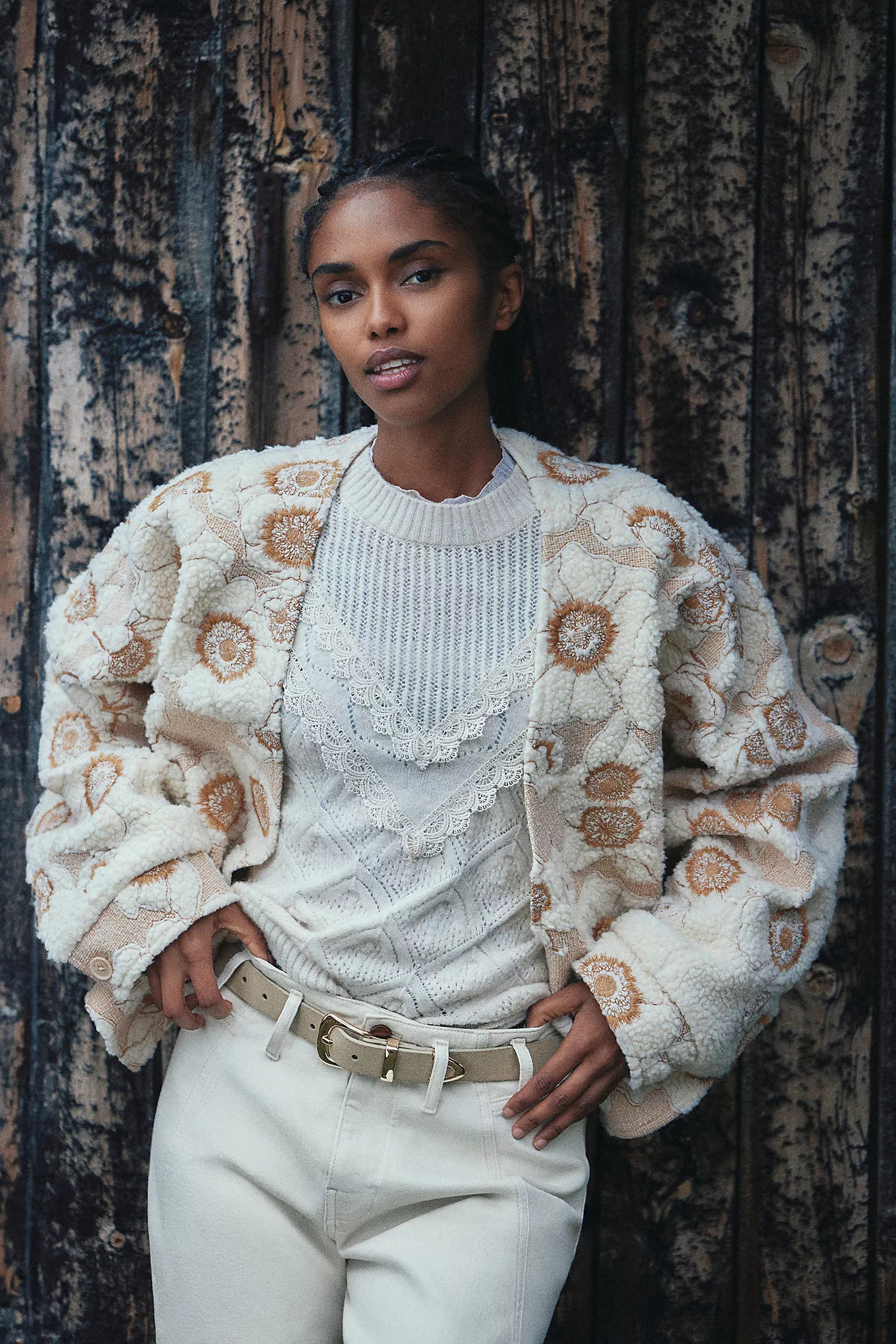 Pilcro Quilted Floral Sherpa Kimono | Anthropologie (US)