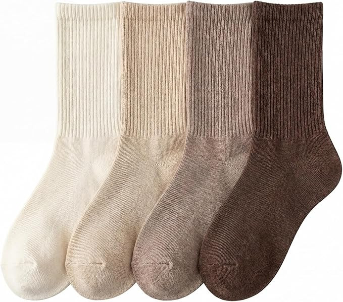 4 Pairs Women Lightweight Crew Socks, Breathable Cotton Hand-Linked Smooth Toe, Soft, Comfortable... | Amazon (US)