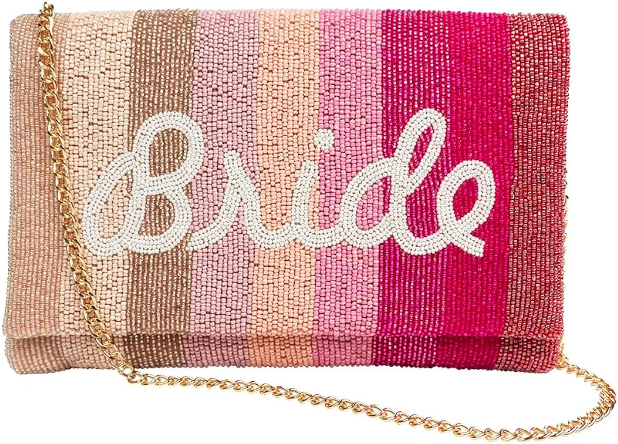 Clutch Purse for Wedding Day Beaded Clutch Purse Bachelorette Party Bridal Shower,Engagement Gift... | Amazon (US)