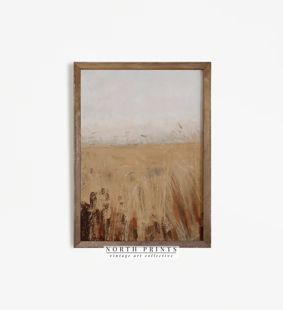 Autumn Landscape Hay Field Painting  Vintage Neutral Print  - Etsy | Etsy (US)