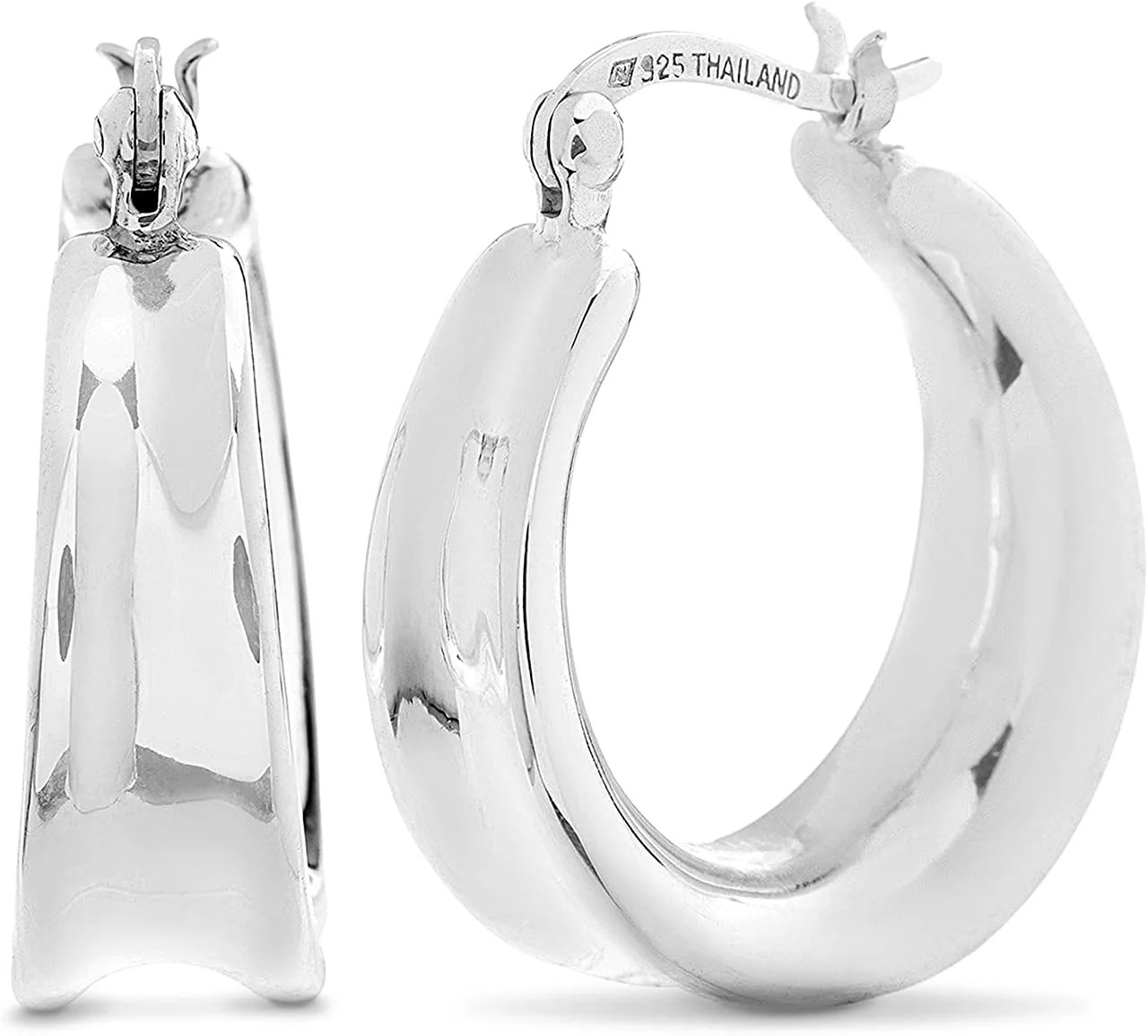 925 Sterling Silver 20mm Scooped Lightweight Hoop Earrings for Women - Timeless Jewelry for Every... | Walmart (US)