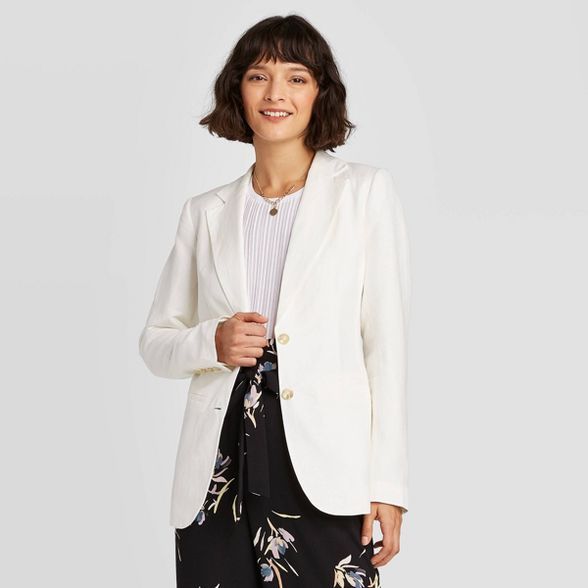 Women's Long Sleeve Linen Blazer - A New Day™ Cream | Target