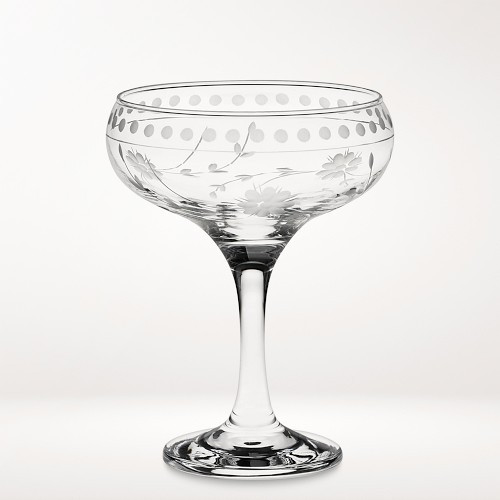 Vintage Etched Coupe Glasses, Set of 4, Clear | Williams-Sonoma