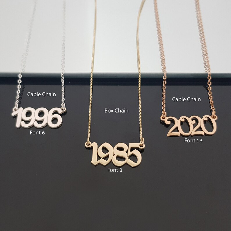 Custom Year Necklace, Birth Year Necklace, Year Necklace, Birthday Necklace, Numbers Necklace, Da... | Etsy (US)