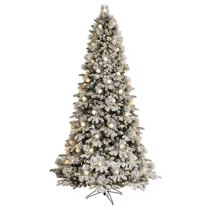 GE 7.5-ft Candlewood Pine Pre-Lit Traditional Flocked Artificial Christmas Tree with 600 Multi-Fu... | Lowe's