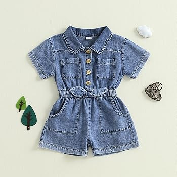 Amazon.com: 4T Toddler Baby Girl 3-4 Years Summer Clothes Jean Overalls 3T Shorts Short Sleeve De... | Amazon (US)