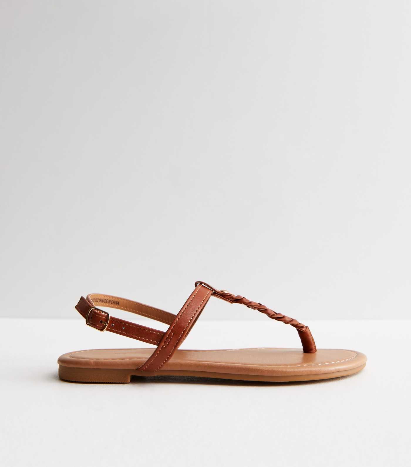 Tan Leather-Look Plaited Toe Post Sandals
						
						Add to Saved Items
						Remove from Saved... | New Look (UK)