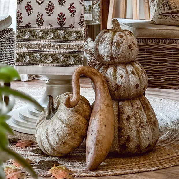Faux Weathered Concrete Pumpkin Stack | Antique Farm House