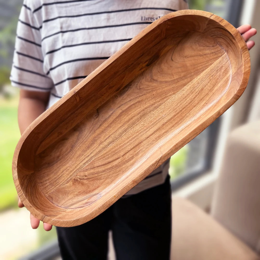 Extra Long Handmade Wood Dough Bowl, Hand Carved Extra Large Bread Bowl, Farmhouse Decor Rustic W... | Etsy (US)