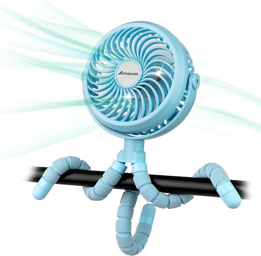 AMACOOL Battery Operated Stroller Fan Flexible Tripod Clip On Fan with 3 Speeds and Rotatable Han... | Amazon (US)