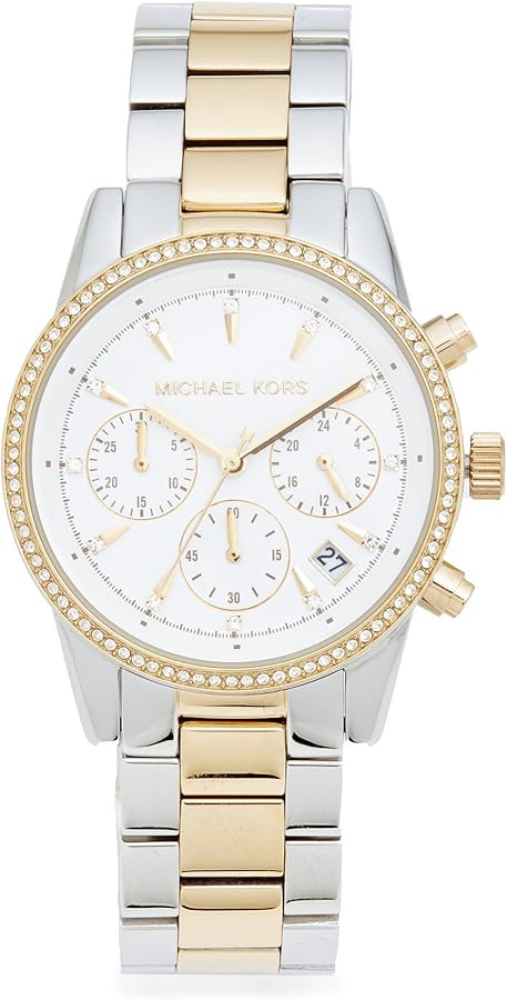 Michael Kors Bryant Chronograph Women's Watch, Stainless Steel and Pavé Crystal Watch for Women | Amazon (US)