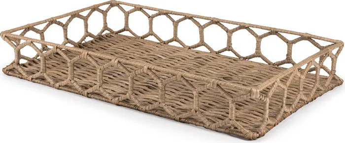 Happimess Honeycomb 19.75" Rustic Bohemian Hand-Woven Rattan Tray, Natural | Nordstrom | Nordstrom