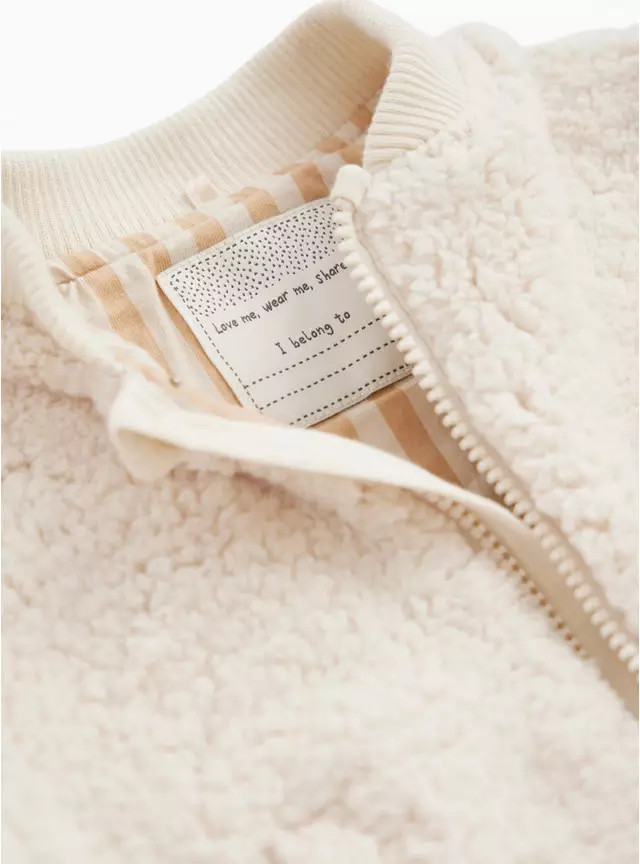 Cream Borg Jacket 3-6 months | Tu Clothing