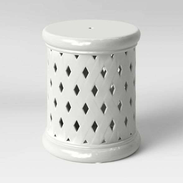 Ceramic Lattice Patio Accent Table - White - Threshold™ | Target