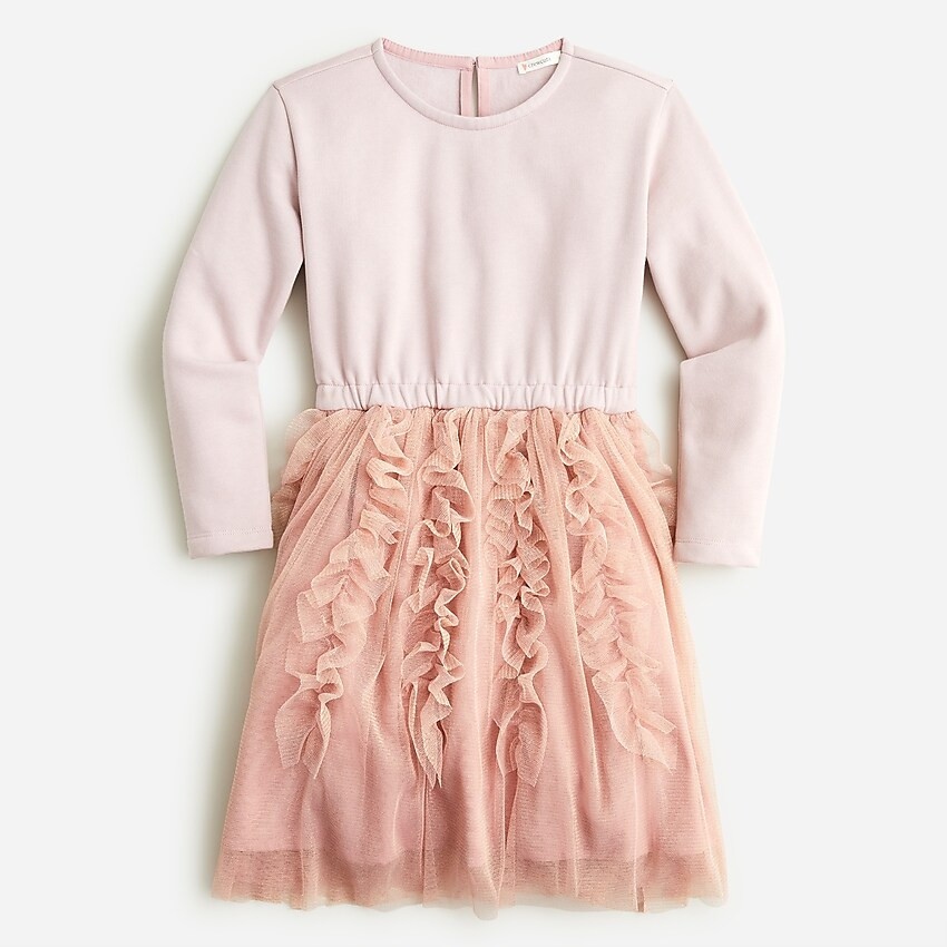 Girls' long-sleeve combo dress in fleece-tulle | J. Crew US