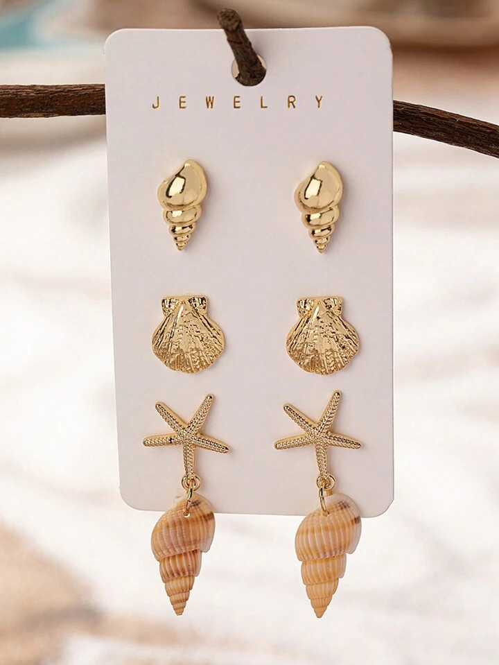 Desde
$2.05
$2.28
-10%

Ahorra $0.10 en este artículo después de unirte.
Conjunto De 3 Pares De Pendientes De Estrella De Mar, Concha Y Caracol De Playa Para Mujeres, Nuevos Diseños Para Las Vacaciones De Verano
4.97
(1000+)
#10 Más vendidos
en Multicolor Conjuntos de Pendientes

Talla
Guía de Tallas
Unitalla
Tipo De Estilo
A8748-1
A8748-2
A8748-3
A8748*3 juegos
Cantidad:

 | SHEIN