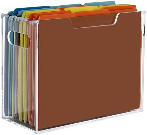 Acrylic File Folder Organizer, Hanging File Organizer Box, File Holder with Handles for Letter Si... | Amazon (US)