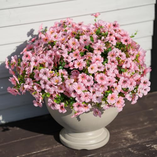 16 Bundles Artificial Flowers for Outdoor Realistic Faux Flower Spring Summer Garden Home Decoration, Hanging Daisy with Eucalyptus Leaves Fake Plants Greenery Balcony Porch Patio Front Door Decor | Amazon (US)