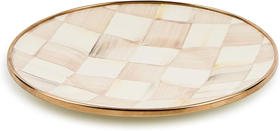 MACKENZIE-CHILDS Enamel Saucer, Small Coffee and Tea Cup Saucer, Brown-and-White Mocha Check | Amazon (US)
