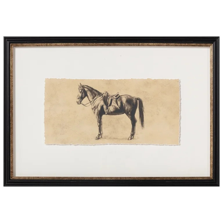 My Texas House Saddled Horse in Sepia Two-Toned Framed Under Glass Wall Art 24x16 | Walmart (US)