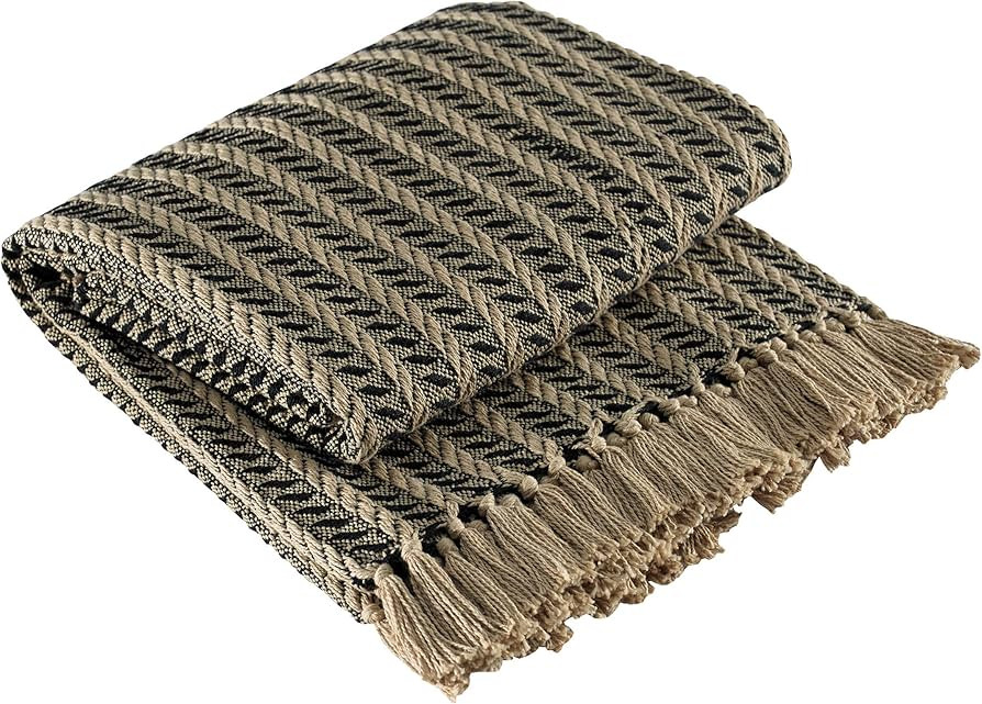 Park Designs Cable Throw Blanket Black & Tan | 50" x 60" Soft Cotton Knit | Cozy Boho Throw Blank... | Amazon (US)