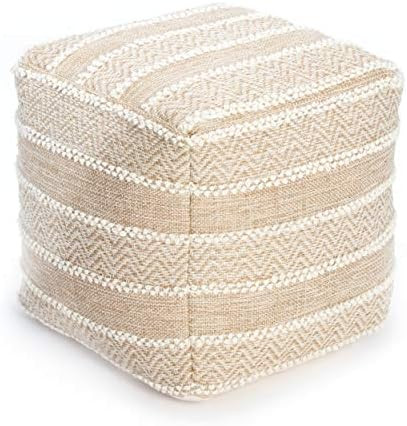 Anji Mountain AMBPF039-1818 Square Pouf 20" x 20" x 20", Brown/Ivory | Amazon (US)