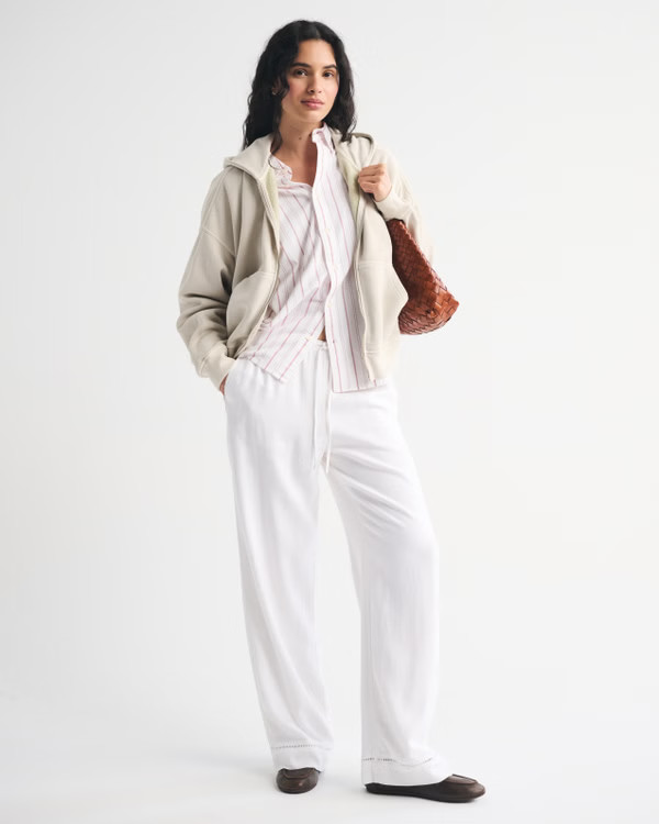 Linen-Blend Pull-On Pant | Abercrombie & Fitch (US)