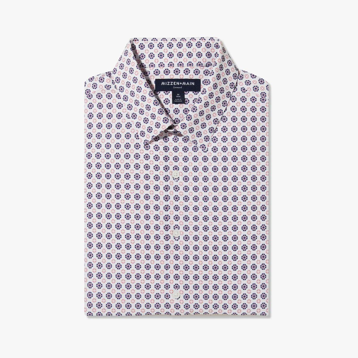 Lightweight Leeward Dress Shirt - Navy And Red Geo Print - Mizzen+Main | Mizzen + Main