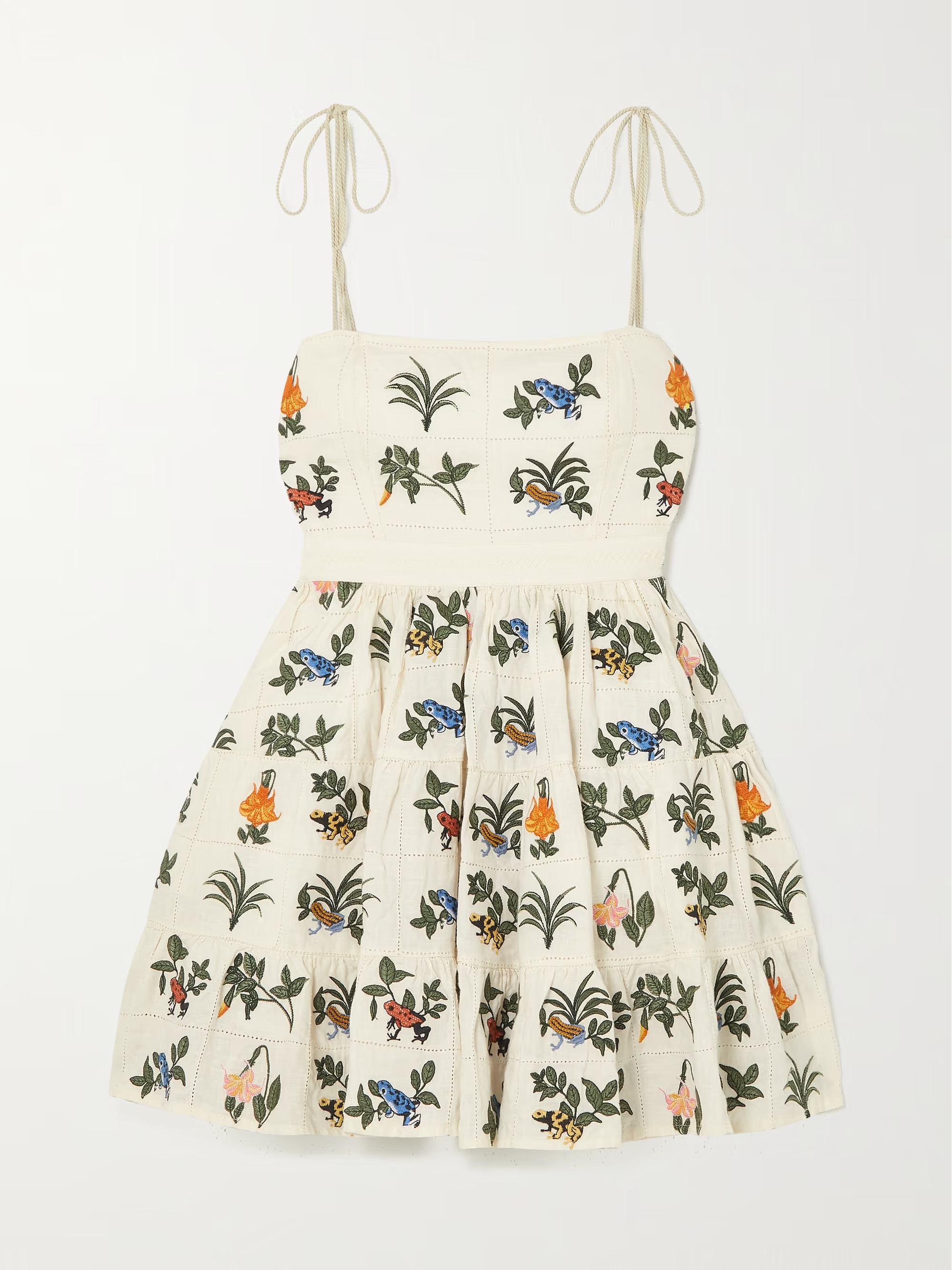 + NET SUSTAIN Lima embroidered linen mini dress | NET-A-PORTER (US)