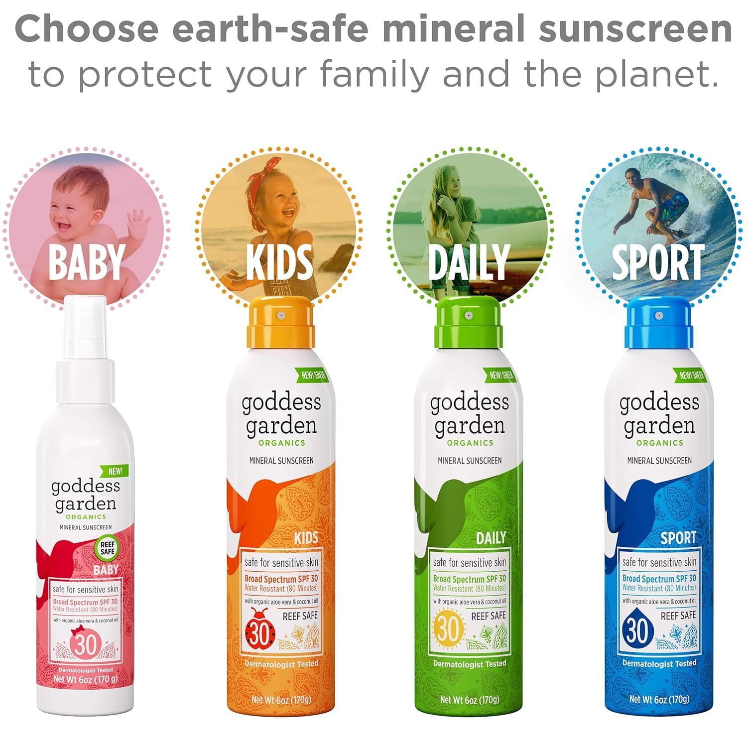 Goddess Garden - Sport SPF 30 Mineral Sunscreen Continuous Lotion Spray - Sensitive Skin, Reef Sa... | Amazon (US)