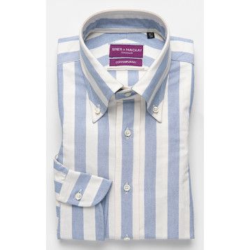 Blue Wide Stripe  - Premium Oxford Blue | SPIER & MACKAY | SPIER & MACKAY