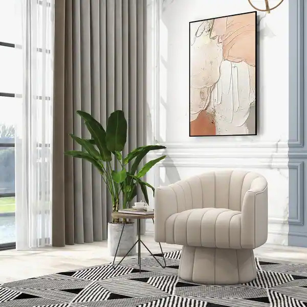 SEYNAR Modern Glam Velvet Upholstered Round Swivel Accent Arm Barrel Chair for Living Room - Bed ... | Bed Bath & Beyond