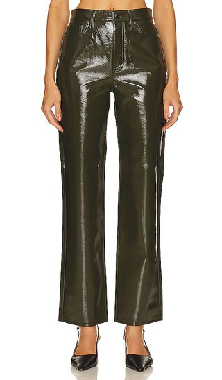 Cassie Super High Rise Straight in Olive Vinyl | Revolve Clothing (Global)
