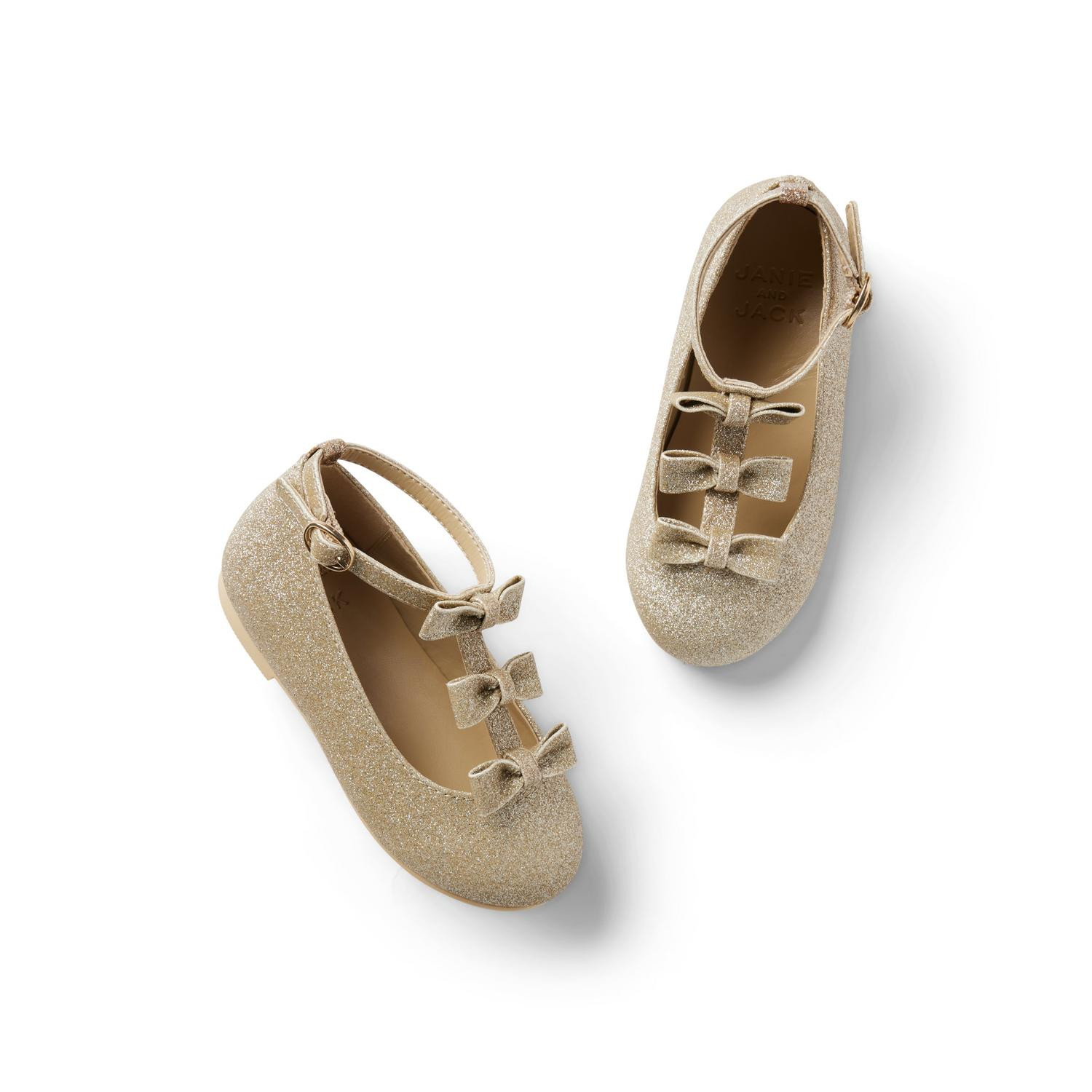 Glitter T-Strap Bow Flat | Janie and Jack