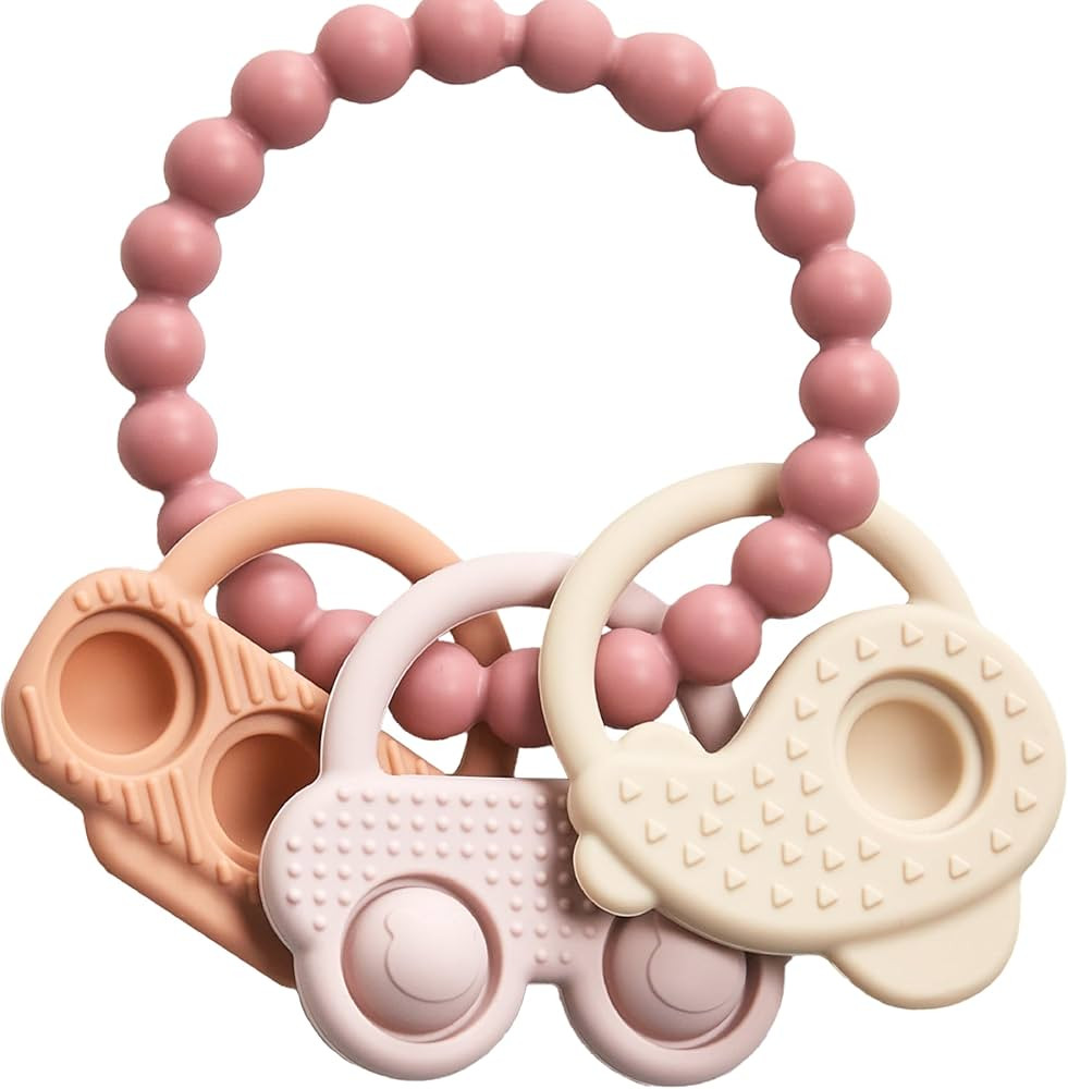 Baby Teether for Teething Relief, Silicone Teethers for Babies, Baby Chew Toys Beige | Amazon (US)