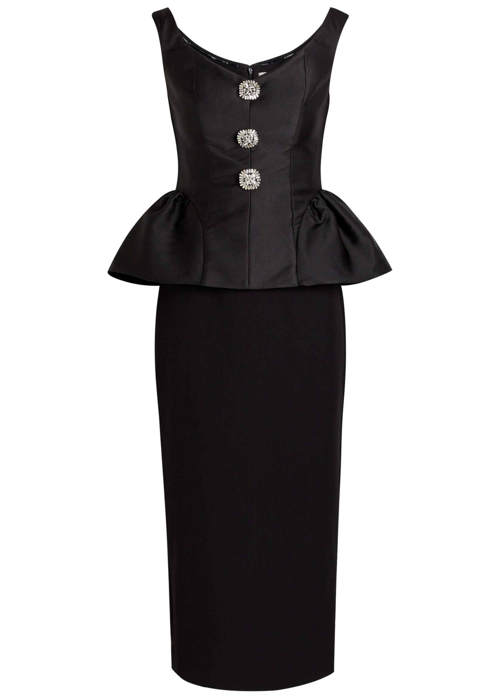 Crystal-embellished taffeta and crepe midi dress | Harvey Nichols