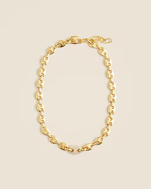 Long chainlink necklace with pavé embellishment | J. Crew US