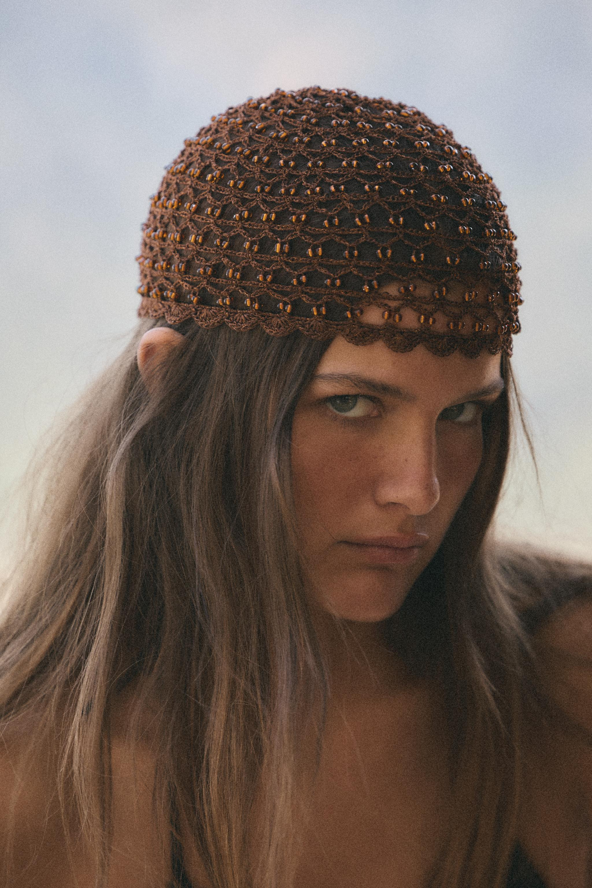 BEADED CROCHET SKULLCAP | Zara US