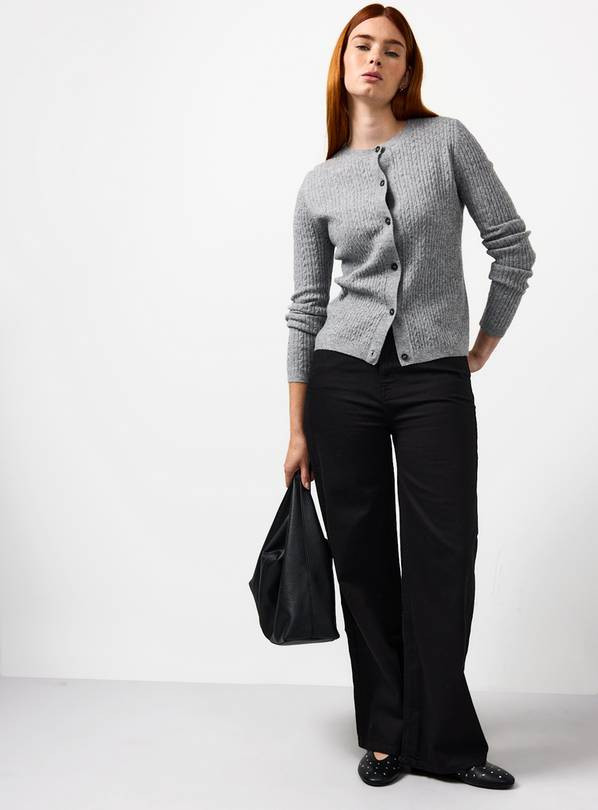 Black Denim Wide Leg Jeans 14R | Tu Clothing