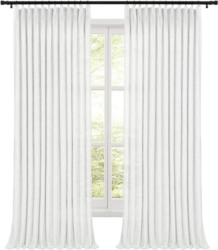 HOMERILLA Pinch Pleated Curtains 84 Inches Long,Unlined Room Darkening Drapes for Living Room,Lille Linen Pinch Pleated Curtains for Sliding Glass Door,W52 x L84,White,1 Panel. | Amazon (US)