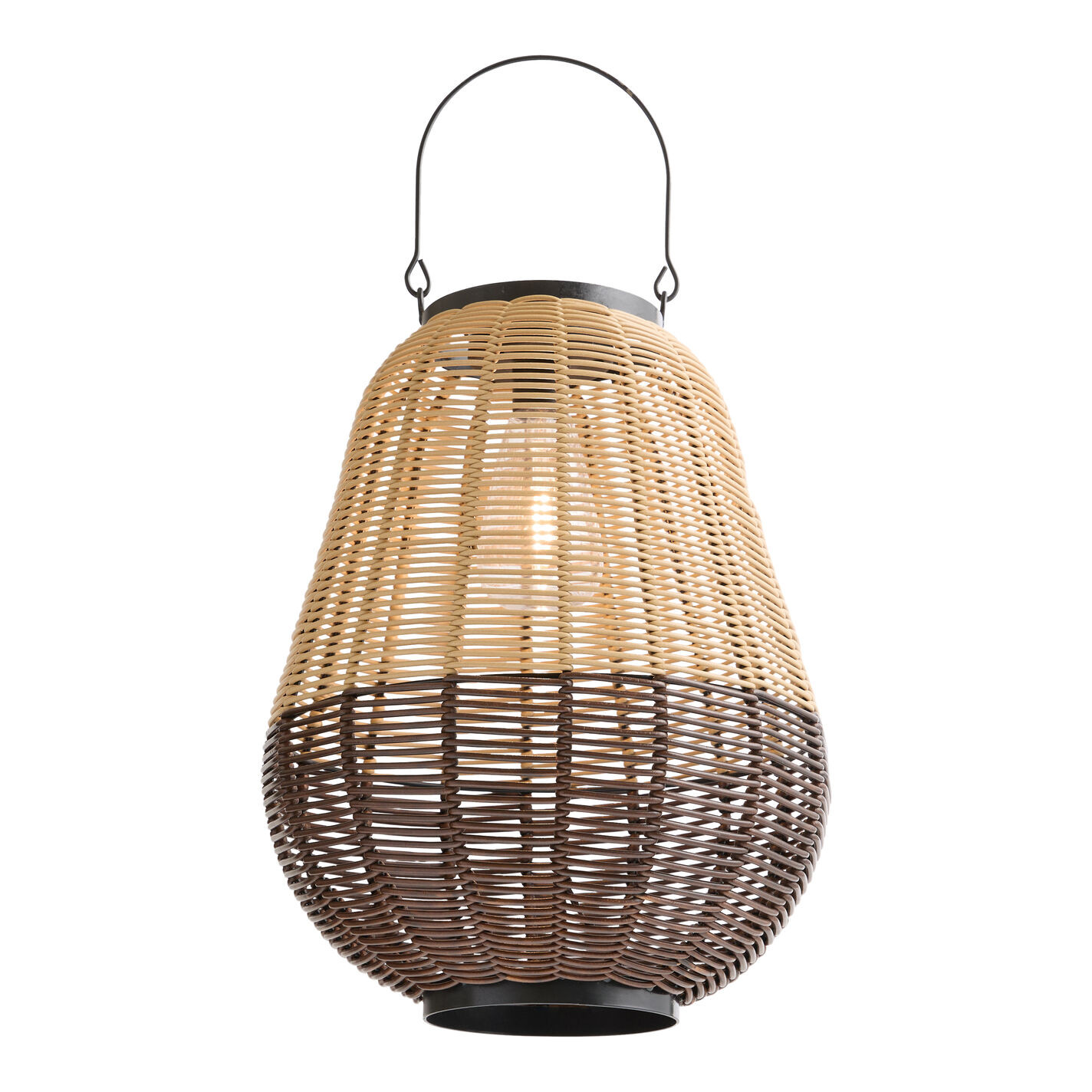 Ombre Recycled All Weather Wicker Teardrop Solar LED Lantern | World Market