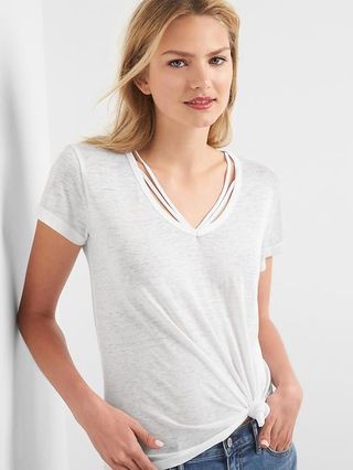 Gap Womens Front-Strap Tee White Size XL Tall | Gap US