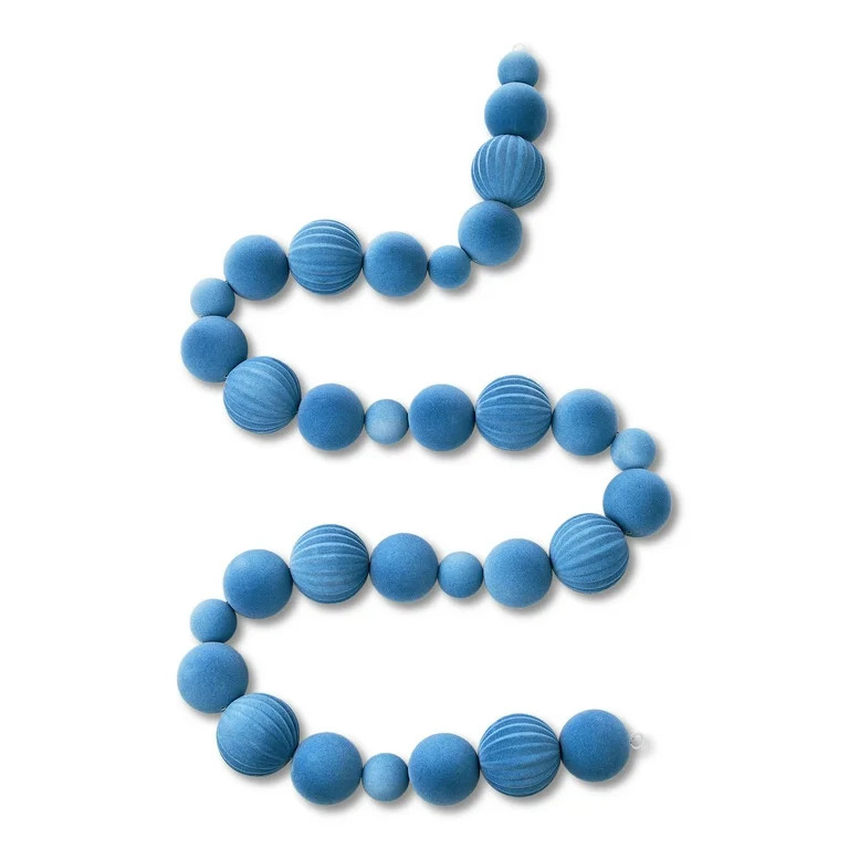 Flocked Shatterproof Ball Christmas Garland, Light Blue, 6', by Holiday Time | Walmart (US)