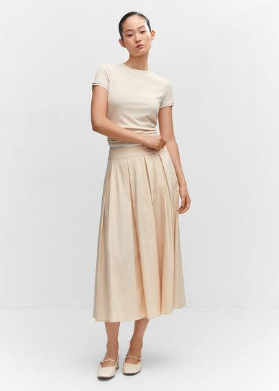 Pleated midi skirt ecru - Woman - M - MANGO | MANGO (UK)