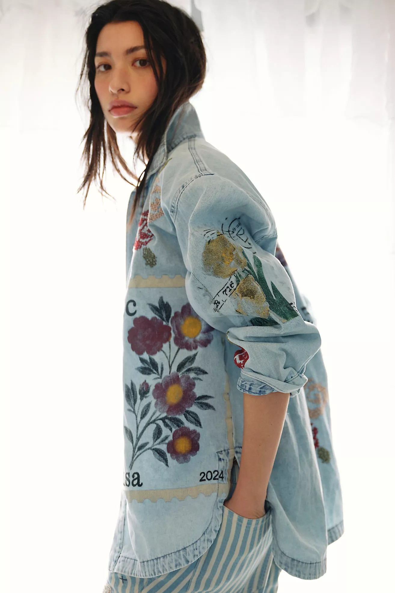 Denim And Bone Denim Stamp Button Down | Free People (Global - UK&FR Excluded)