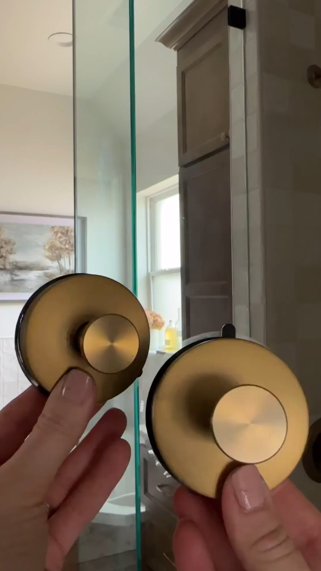 Drill-free, damage free towel hooks for the win! I talked last week about some of the challenges having towel hooks in this space and these have been a great solution.

The warm gold color is a perfect compliment for Delta Champagne Bronze fixtures I have in this space. Not only that, but they’ve definitely help up to my heavy weight towels!

These are affordable, easy and beautiful! 

Update: These have been up for 5 months and are still going strong!! 🙌🏻


#LTKfindsunder50 #LTKVideo #LTKhome