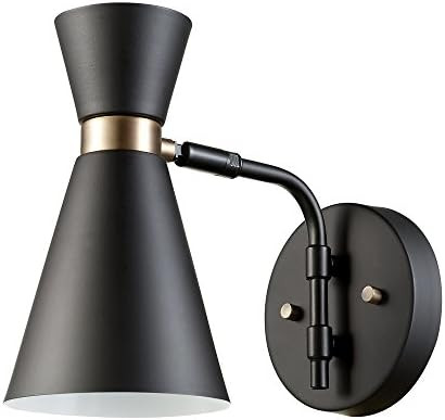 Globe Electric Belmont 1-Light Wall Sconce, Satin Black, Gold Accents,65855 | Amazon (US)